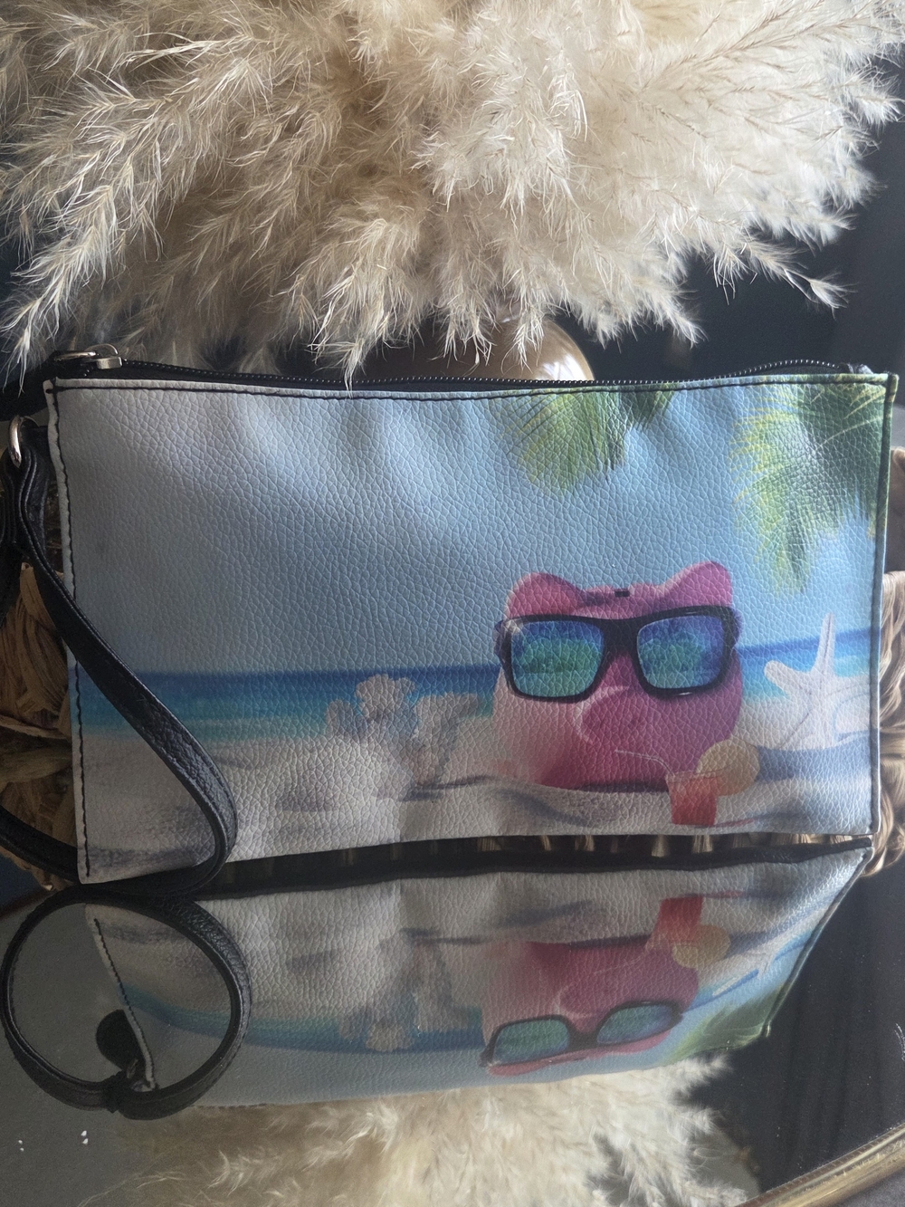 Too Glam to Give a Ham Pig Beach Wristlet Clutch | Vacation Vibes Pouch